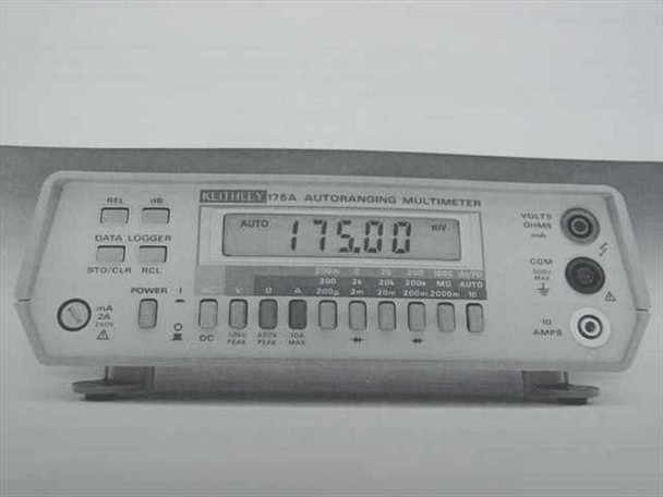 Keithley 175A Autoranging Multimeter front panel photo printed inside the instruction manual showing display and control layout