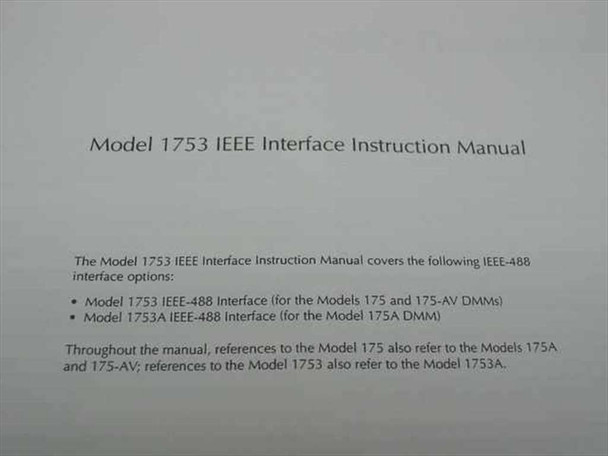 Keithley 1753-901-01 Rev. E IEEE Interface Instruction Manual – front cover