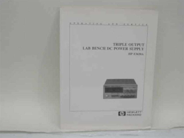 HP E3630A Triple Output Lab Bench DC Power Supply Operating and Service Manual – front cover showing Hewlett-Packard logo and instrument illustration