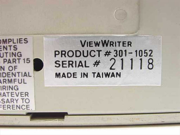 ViewWriter 301-1052 label showing Product Number 301-1052, Serial Number 21118, Made in Taiwan