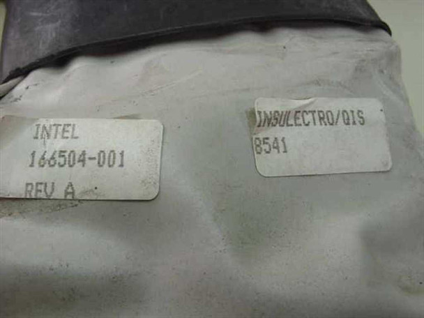Fabric anti-static bag with Intel label 166504-001 Rev A and Insulectro/OIS 8541 label