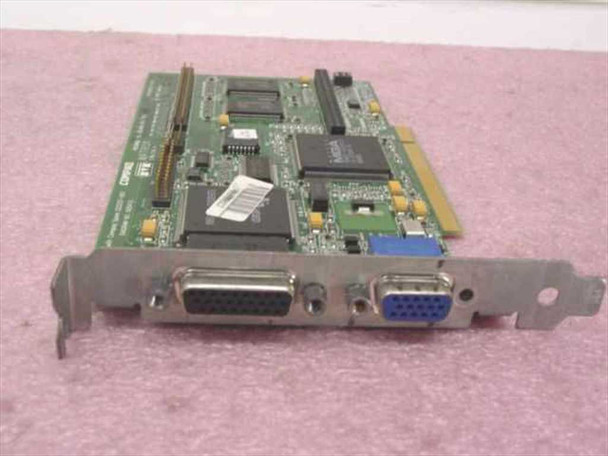 Compaq 223337-001 2MB VGA PCI video card with MGA chipset – angled front view showing dual output connectors including DB-15 and HD-15 VGA ports on bracket