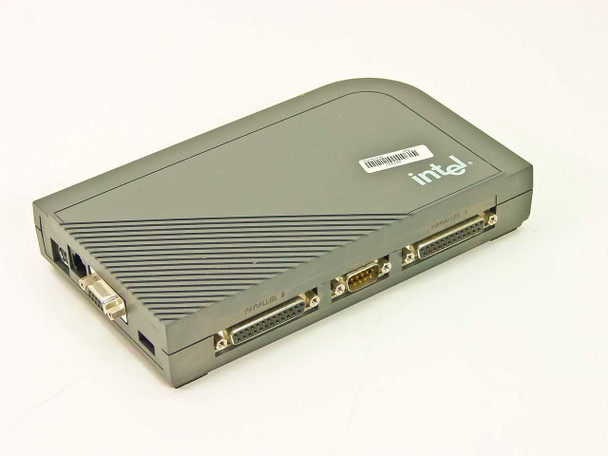 Intel NetportExpress XL 351498 Token Ring Print Server — angled front/side view showing parallel and DB-9 serial ports