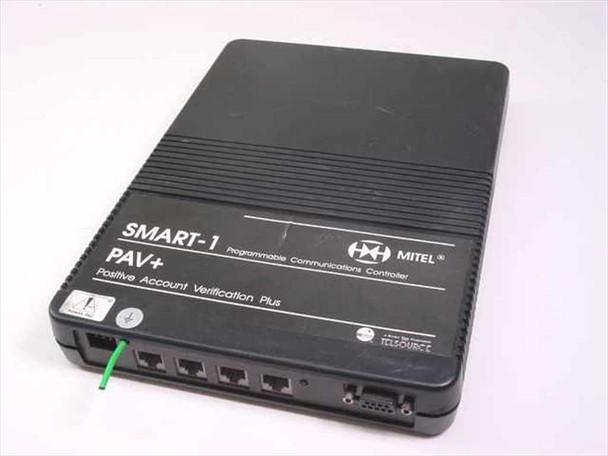 Mitel Smart-1 PAV+ 8350-R01-SDD1XX programmable communications controller — front and top angled view showing label, RJ11 ports, and DB9 connector