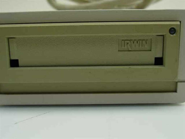 Irwin 445 External Tape Drive – front panel close-up showing tape bay door and Irwin badge