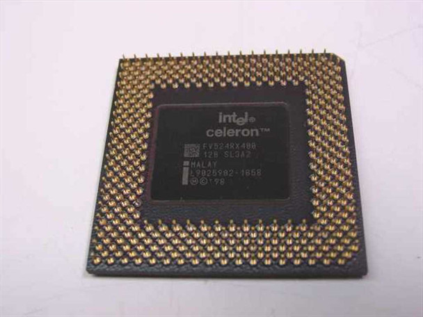 Intel Celeron SL3A2 FV524RX400 400MHz PPGA CPU – top label view showing markings