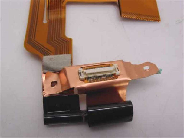 Dell 6852D LCD harness – close-up of FPC connector end with copper bracket and strain relief