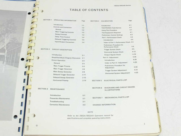 Tektronix manual front panel control layout and indicator diagram