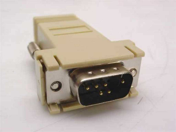 DB9 Male to RJ11 6-Pin Serial Adapter — front view showing DB9 male 9-pin connector with thumbscrew