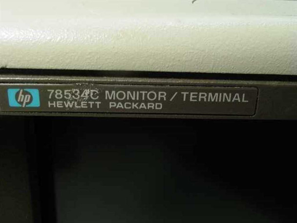 HP 78534C Monitor Terminal — close-up of Hewlett Packard 78534C Monitor/Terminal nameplate label on the unit