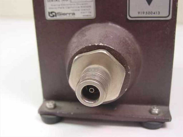 Sierra 160B150 RF termination load – close-up of front-mounted female coaxial connector and mounting foot detail