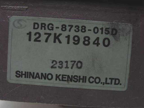 Shinano Kenshi 127K19840 DRG-8738-015D motor label closeup – part number, manufacturer, and code 23170