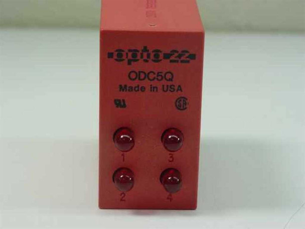 Opto 22 ODC5Q module – front face showing brand label, model number, UL/CSA marks, and four numbered LED indicators