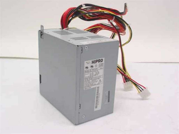 Hipro HP-P251GF3 250W Compaq desktop power supply – angled front-left view showing gray metal housing and DC output cable harness