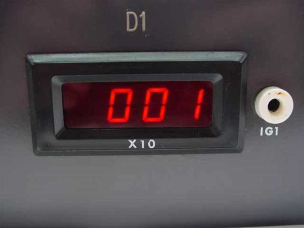 Close-up of Acculex DP-304 front panel LED display showing '001 X10' reading with channel label D1 and IG1 trimmer pot