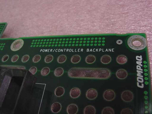Compaq Power Controller Backplane close-up of PCB silkscreen label reading POWER/CONTROLLER BACKPLANE and COMPAQ