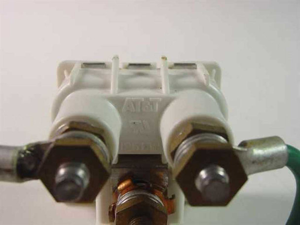 AT&T 62A/U Telephone Station Protector – close-up front view showing AT&T molded logo and dual screw terminal posts