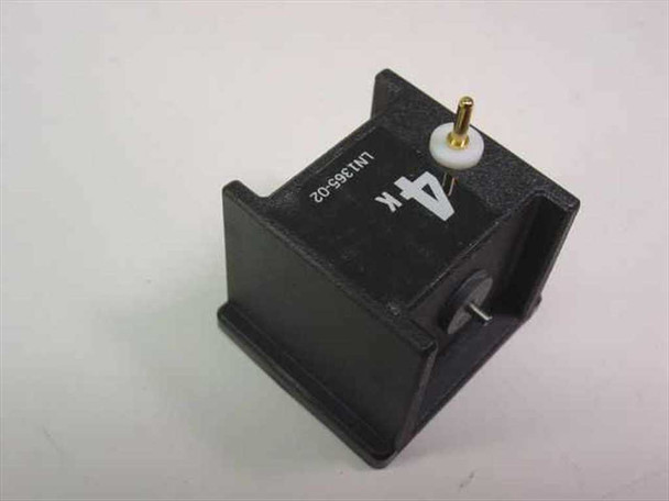Abbott 1365-02 K+ Electrode — rear and side view of black electrode module with gold contact pin and reference junction port visible, LN1365-02 label on side