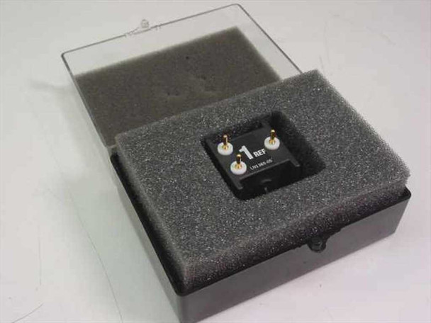 Abbott 1365-05 Reference Electrode seated in foam-lined open plastic case — electrode nestled in cutout foam insert within clear-lidded black base