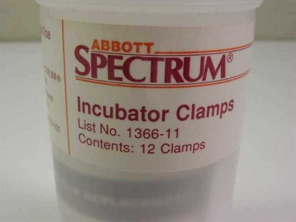 Close-up of Abbott Spectrum labeled container showing List No. 1366-11 and Contents: 12 Clamps