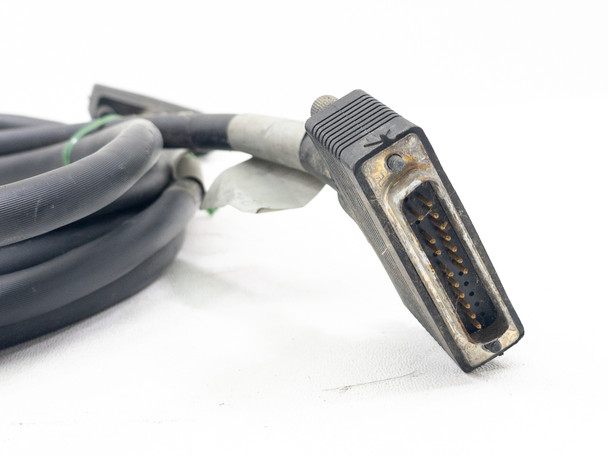 IBM 22F0152 cable — DB25 male connector end close-up showing 25-pin plug and angled hood