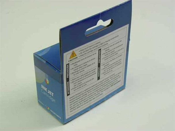 Generic HP C5010 tri-color ink cartridge box — rear view showing caution labels and multilingual safety text