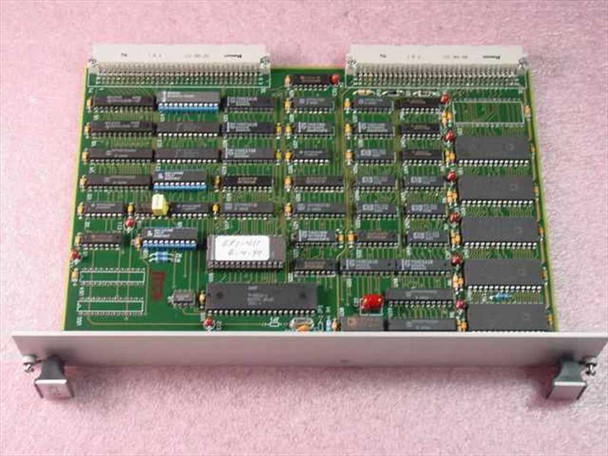 IVS Accuvision 200 0001-00055 ECB Control Board – angled top view of component side with rack-mount card guides visible