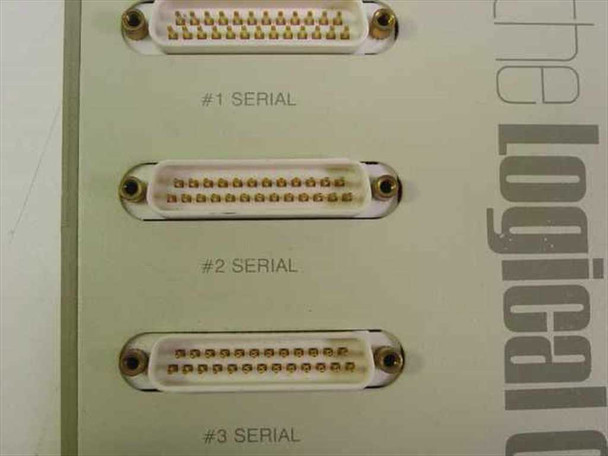 LC-01 Logical Connection close-up of serial port connectors labeled Serial 1, 2, and 3 on the device panel