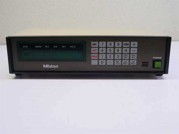 Mitutoyo GMR-2705 front panel closeup — showing AXIS, MEMO, RES, DIA, SET, HOLD function labels, numeric keypad, and Mitutoyo branding