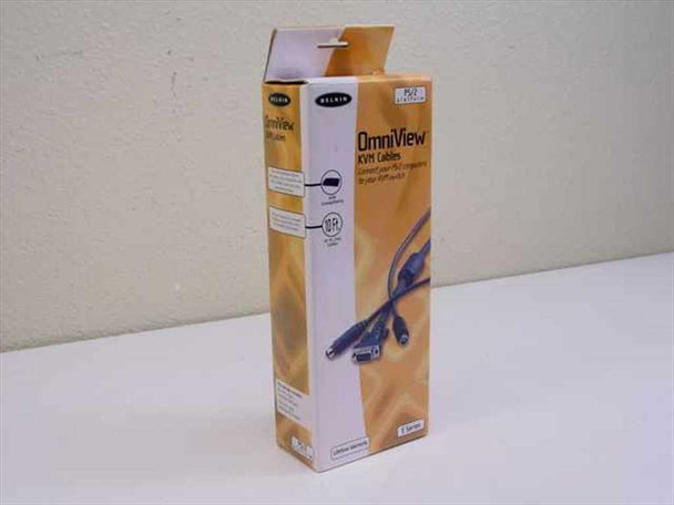 Belkin OmniView F1D9000-10 E Series KVM Cable Kit — retail box front showing PS/2 branding and cable image