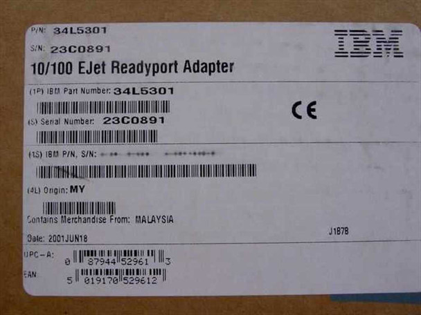 IBM 34L5301 10/100 EtherJet CardBus Readyport Adapter