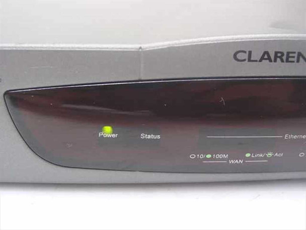 Clarent CPG 101 — front panel close-up showing Power and Status LEDs, WAN Ethernet 10/100M and Link/Act indicators