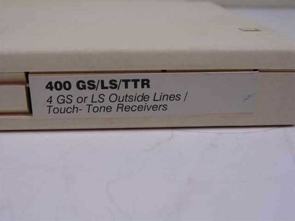 Avaya 400 GS/LS/TTR module — label close-up reading 400 GS/LS/TTR, 4 GS or LS Outside Lines / Touch Tone Receivers