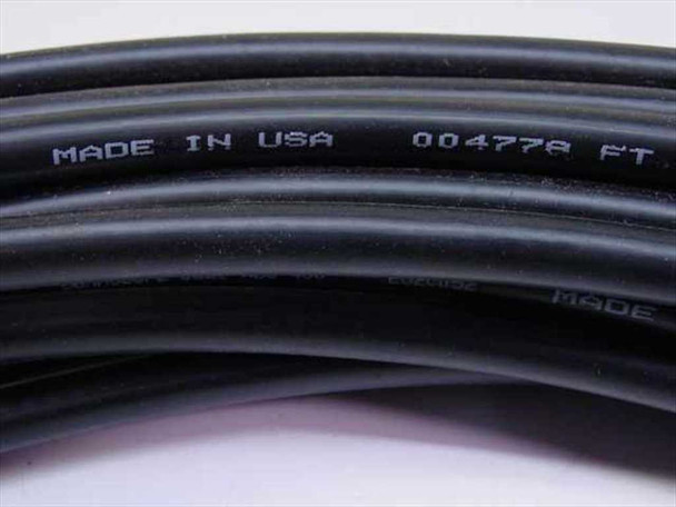 Cable jacket showing 'MADE IN USA' and footage markings stamped in white on black outer jacket