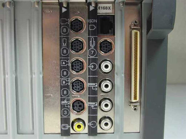 PictureTel Venue 2000 expansion card bracket area — multiple S-Video, RCA, audio, and ISDN ports on specialty video conferencing cards