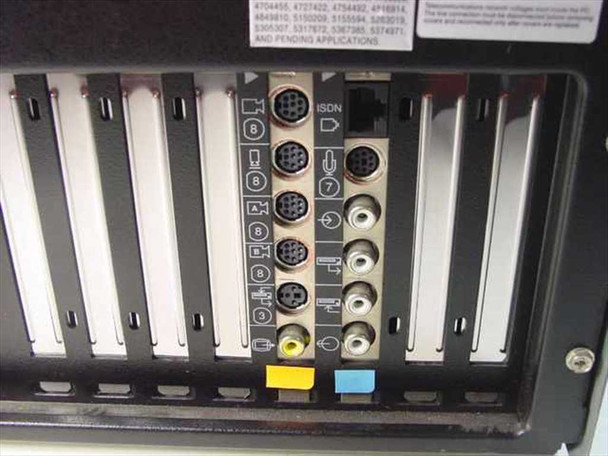 PictureTel S2000 rear I/O panel close-up — ISDN RJ connector, multiple S-Video (4-pin DIN), RCA composite video and audio ports