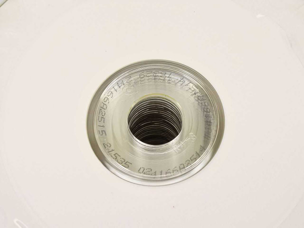 Close-up of clear non-hub-printable center hub on a US Digital Media M40101 inkjet printable CD-R disc — top view