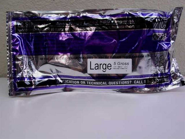QRP 7CL Anti-Static Latex Finger Cots Class 100 Large 5 Gross — front label showing size and quantity