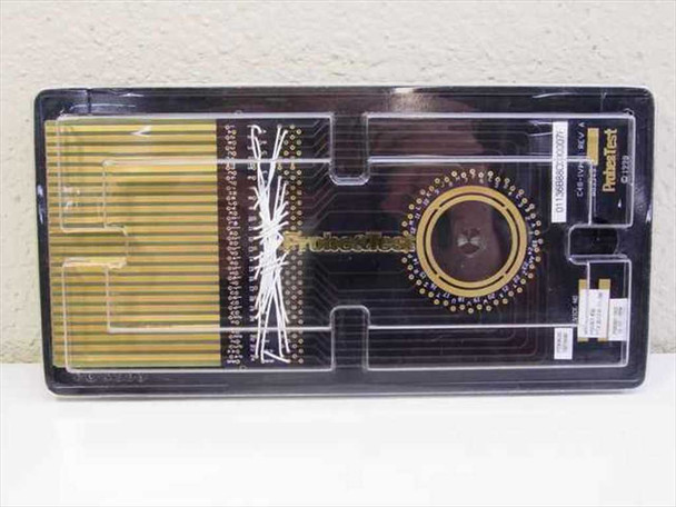 Probe&Test C48-1VHT Rev A probe card PCB front view showing gold cantilever probe array and circular probe ring — full card overview