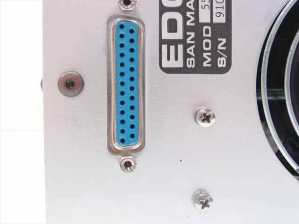 EDC 551A-DTS-05 rear panel closeup – showing blue DB-25 female connector and partial EDC San Mateo model label