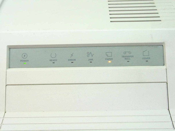 Tektronix 4694PXi Phaser II top control panel with LED indicators: Power (green), Ready, Error, Jam, Paper (amber), Transfer Roll, and Cover status lights
