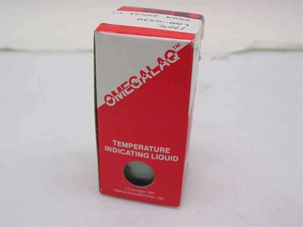 Omega OmegaLaq LAQ-0338 Temperature Indicating Liquid – side of original red box showing OmegaLaq branding and copyright Omega Engineering Inc.