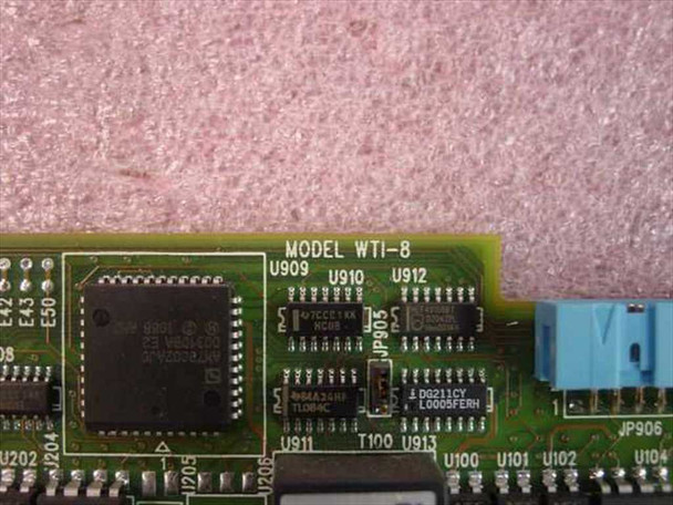 Clarent WTI-8 Analog Port Card – close-up of board markings confirming Model WTI-8 designation with ICs and connector detail