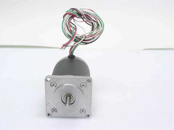 Anaheim Automation 23D204S NEMA 23 stepper motor — front face view showing square NEMA 23 mounting flange with four corner screws, center shaft, and lead wires