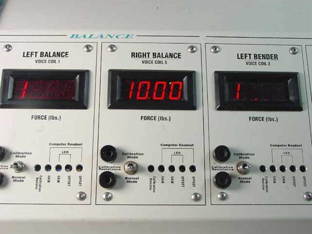 Advanced Imaging Robo4 front panel powered-on view – LEFT BALANCE reads 10.00 lbs, RIGHT BALANCE reads 10.00 lbs, LEFT BENDER channel active