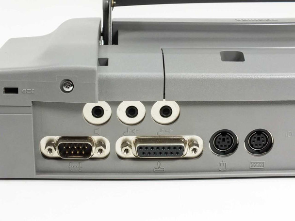 Toshiba PA2711U – close-up of left rear ports: 3x audio jacks, DB-9 serial, DB-15 VGA, 2x PS/2 mini-DIN