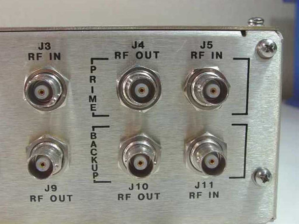 Fairchild Data RS101 rear panel – six BNC RF connectors: J3 RF In, J4 RF Out, J5 RF In (Prime) and J9 RF Out, J10 RF Out, J11 RF In (Backup)