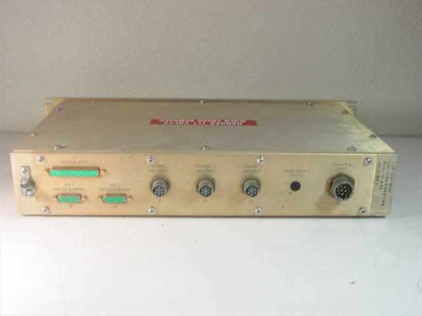 LNR Communications Tridundant LNA Monitor – rear panel view showing circular multi-pin LNA input connectors J1–J3, D-sub remote input J4, switch control connectors J5–J6, and PWR/MON input J8