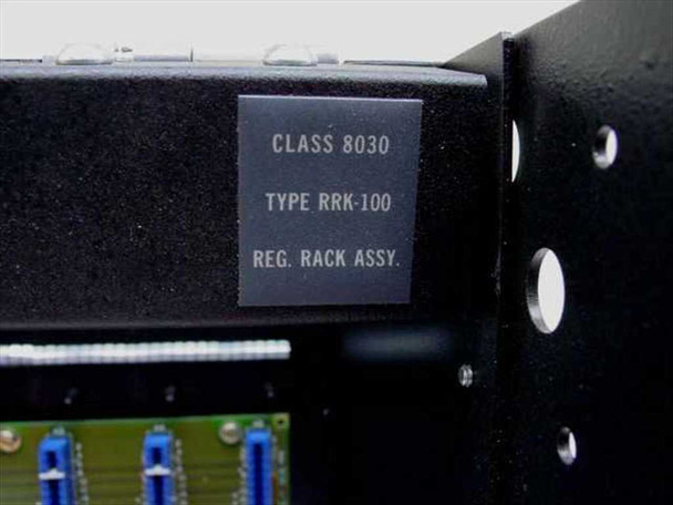 Square D SY/Max Class 8030 RRK-100 PLC Rack Assembly — side label close-up: CLASS 8030 / TYPE RRK-100 / REG. RACK ASSY.