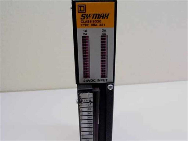 Square D SY/MAX Class 8030 RIM-331 front label — shows Type RIM-331, terminal groups 1A/2A/3A/4A, and 24VDC INPUT marking